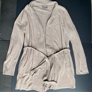 Barefoot Dreams Cozy Chic Ultra Lite Belted Drape Cardigan Size XL Gray